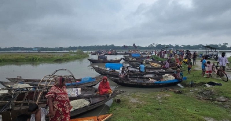গলাচিপায় জাল-নৌকা নিয়ে ঘাটে জেলেদের ভিড়, চলছে প্রকৃত জেলে শনাক্তকরণ