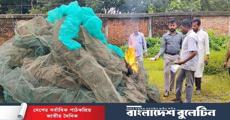 মাধবপুরে অবৈধ ৭৬ পিস অবৈধ জাল জব্দ
