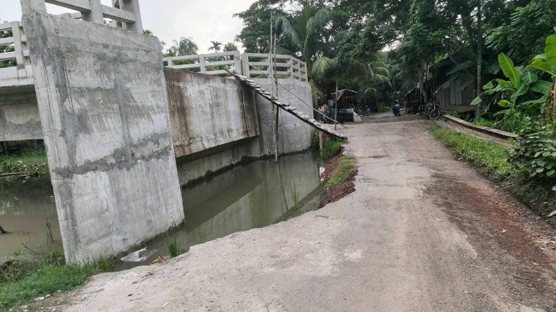 দেড় কোটি টাকার সেতু, ওঠানামায় ভরসা মই
